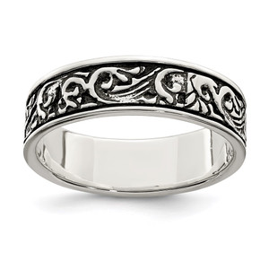 Sterling Silver Polished and Antiqued Filigree Women's Ring - QR-348BBFCD-5523