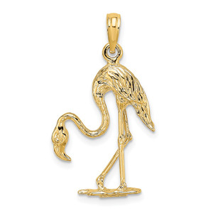 14K 3-D Textured Flamingo Charm - K6-5613AD5C-6463