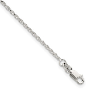 Sterling Silver Polished and Diamond-Cut Rope 10in Plus 1in ext. Anklet