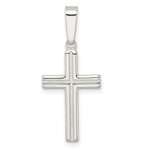 Sterling Silver Polished and Satin Center Latin Cross Pendant