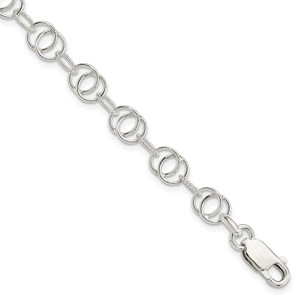 Sterling Silver Polished and Textured Fancy Bracelet - QG-5666374F-7151