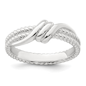 Sterling Silver Polished and Textured Fancy Twisted Size 6 Ring