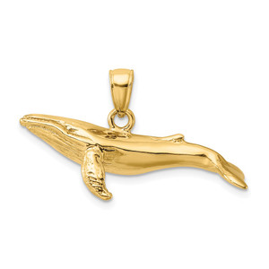 14K 3-D Textured Underside Humpback Whale Charm - K7-4504F9C6-3309