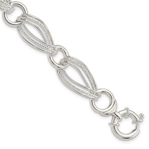 Sterling Silver Polished And Textured Link Bracelet - QG-0C231CEC-7467