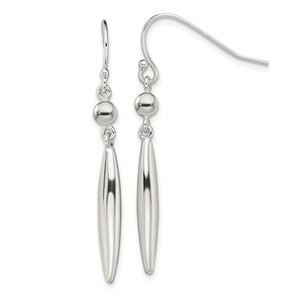 Sterling Silver Polished Bead & Elongated Oval Dangle Earrings - QE-5178B9BF-2566