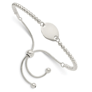 Sterling Silver Polished Beaded Adjustable Bracelet - QG-2C36E83C-5696