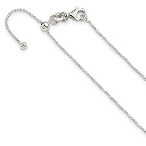Sterling Silver Polished Beaded Adjustable Necklace - QG-01492CD9-5097