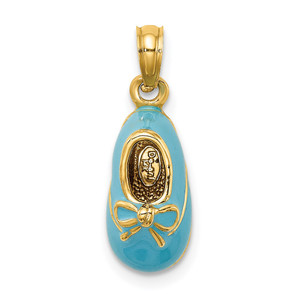 14K 3-D w/ Enamel Baby Shoe w/ Bow Charm