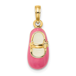 14K 3-D w/ Pink Enamel Baby Shoe Charm
