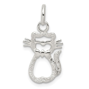 Sterling Silver Polished Cat Charm - QC-3716C82E-8361