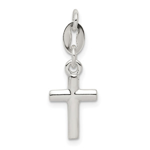 Sterling Silver Polished Cross Charm - QC-37F512C9-5182