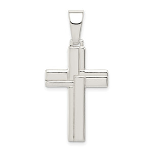 Sterling Silver Polished Cross Pendant - QC-3311A8ED-4179