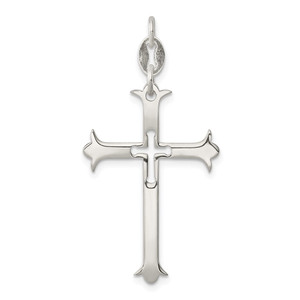 Sterling Silver Polished Cross Pendant - QC-4012A827-1354