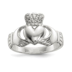 Sterling Silver Polished CZ Claddagh Ring - QR-13890B94-9950