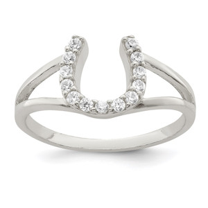 Sterling Silver Polished CZ Horseshoe Ring - QR-4AFCE9FE-9156