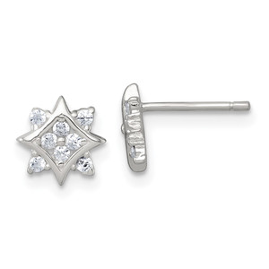 Sterling Silver Polished CZ Star Post Earrings