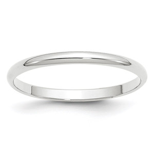 10k White Gold 2mm Lightweight Half Round Wedding Band Size 10.5