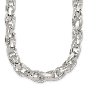 Sterling Silver Polished Double Twisted Link 18 inch Necklace