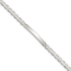 Sterling Silver Polished Engraveable Anchor Link ID Bracelet - QI-65482EDA-9965 Sterling Silver Polished Engraveable Anchor Link ID Bracelet - QI-65482EDA-9965