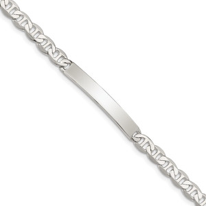 Sterling Silver Polished Engraveable Anchor Link ID Bracelet - QI-C198FBAB-6268 Sterling Silver Polished Engraveable Anchor Link ID Bracelet - QI-C198FBAB-6268