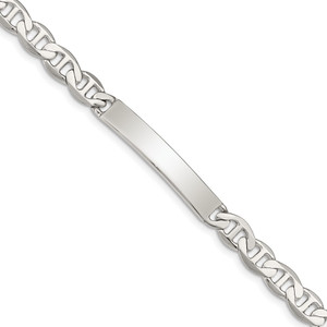 Sterling Silver Polished Engraveable Anchor Link ID Bracelet - QI-E41A5236-8307 Sterling Silver Polished Engraveable Anchor Link ID Bracelet - QI-E41A5236-8307
