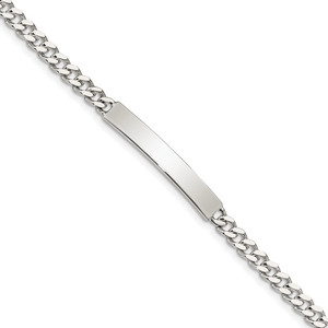 Sterling Silver Polished Engraveable Curb Link ID Bracelet - QI-C2939E9B-5780