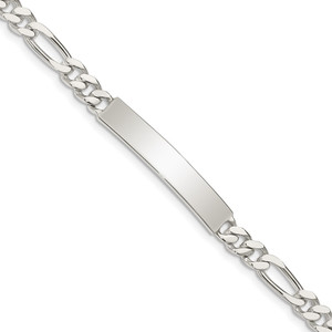 Sterling Silver Polished Engraveable Figaro Link ID Bracelet - QI-F2C89E0A-1471