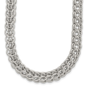 Sterling Silver Polished Fancy Circle Link 18.5in Necklace