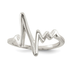 Sterling Silver Polished Fancy Heartbeat Ring - QR-4E29D6B8-7161