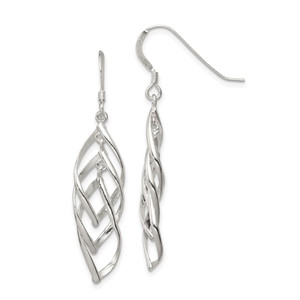 Sterling Silver Polished Fancy Twisted  & Intertwined Dangle Earrings