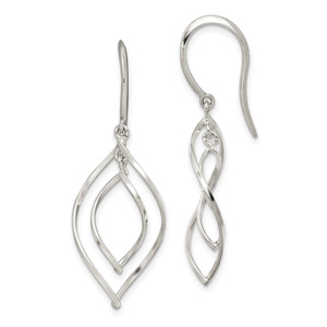 Sterling Silver Polished Fancy Twisted Marquise Shaped Dangle Earrings