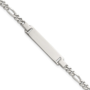 Sterling Silver Polished Figaro Link 6.25 inch with 1 inch Extension Childrens ID Bracelet