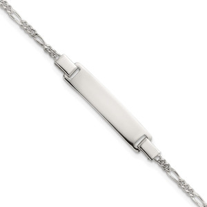 Sterling Silver Polished Figaro Link Childrens 5.5 inch with 1 inch Extension ID Bracelet