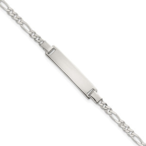 Sterling Silver Polished Figaro Link Childrens 6 Inch ID Bracelet - QG-B7288DB4-6310