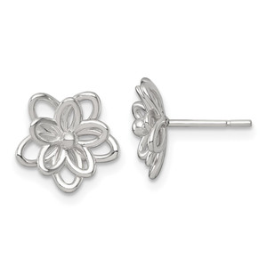 Sterling Silver Polished Flower Post Earrings - QE-50412117-2613