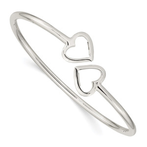 Sterling Silver Polished Heart Bangle - QB-F6210CEE-4813