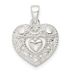Sterling Silver Polished Heart Pendant - QP-9532B19D-9121