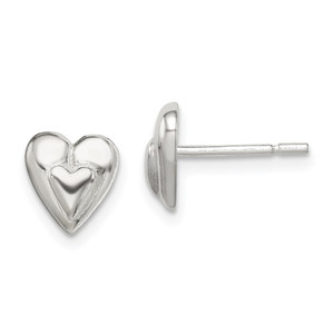 Sterling Silver Polished Heart Post Earrings - QE-CC92F4C4-1236