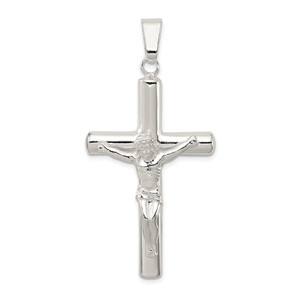 Sterling Silver Polished Hollow Crucifix Cross Pendant - QC-B4784723-5208