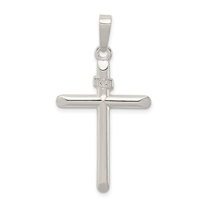 Sterling Silver Polished INRI Cross Pendant - QC-C398157E-1535