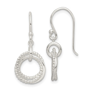 Sterling Silver Polished Intertwined Circles Dangle Earrings - QE-D7614AB5-9762