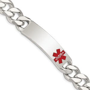 Sterling Silver Polished Medical Curb Link ID Bracelet - XS-4CB75B8E-7574