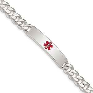Sterling Silver Polished Medical Curb Link ID Bracelet - XS-BAE4259E-2859