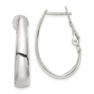 Sterling Silver Polished Omega Back Hoop Earrings - QE-A9CEE940-2207