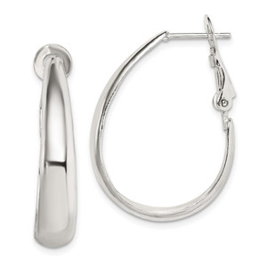 Sterling Silver Polished Omega Back Hoop Earrings - QE-F5AA91ED-8561