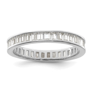 Sterling Silver Polished Rhodium-plated Channel Set CZ Band - QR-EB1BCBB3-4379