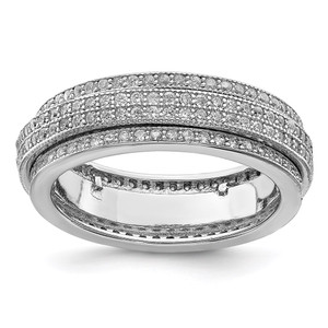 Sterling Silver Polished Rhodium-plated CZ Pav‚ Eternity Motion Ring - QR-FEC06805-1613