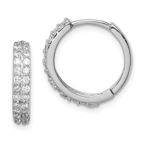 Sterling Silver Polished Rhodium-plated Hinged Hoop Earrings - QE-D4B1BFA8-9004