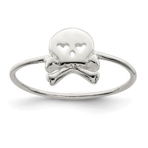 Sterling Silver Polished Skull & Crossbones Ring - QR-3AC37C47-7146