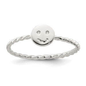 Sterling Silver Polished Smiley Face Twisted Ring - QR-8CF1CF68-2584